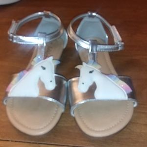 Girls Silver Unicorn Sandals
